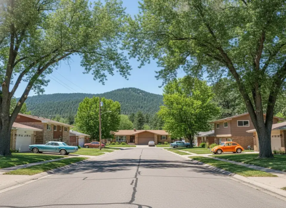 Rapid City neighborhood with the Black Hills behind