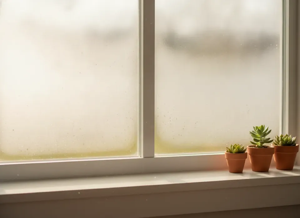 Fogged double-pane window with a failed seal
